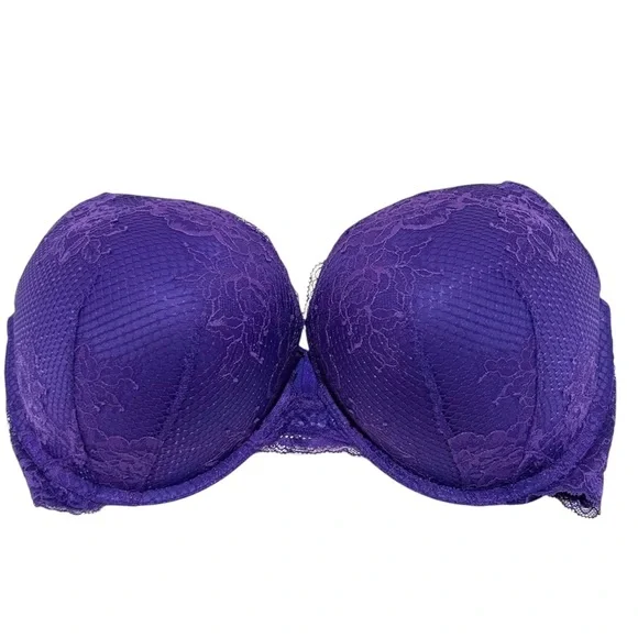 VICTORIA'S SECRET Bombshell Adds 2-cup sizes Strappy Fishnet Floral 38DD/38E - Picture 6 of 11